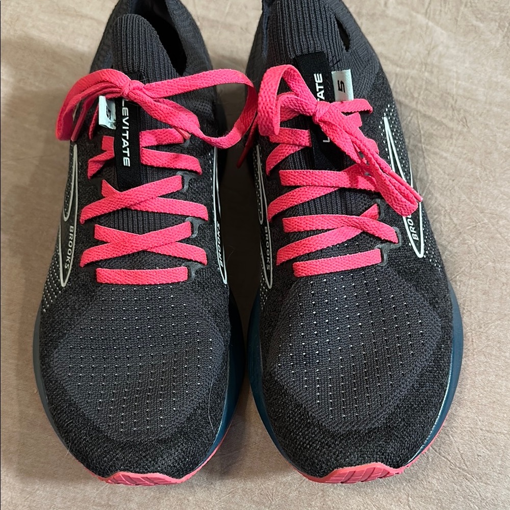 Brooks Black and Pink Athletic Shoes with Breathable Mesh